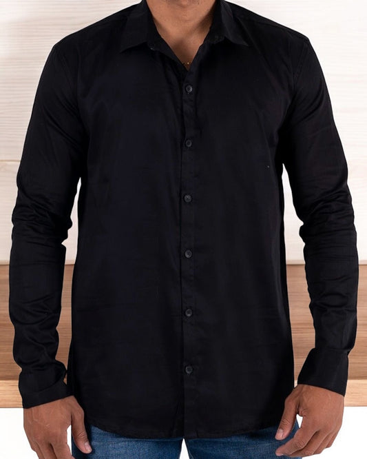 Black Classic-Fit Long-Sleeve Shirt