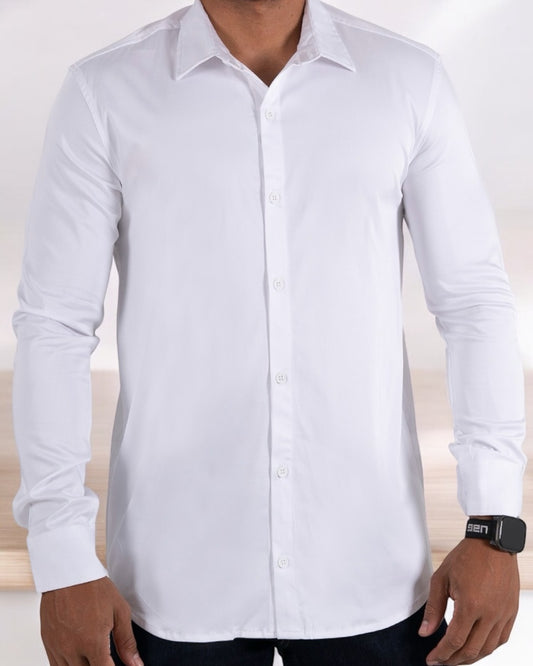 White Classic-Fit Long-Sleeve Shirt